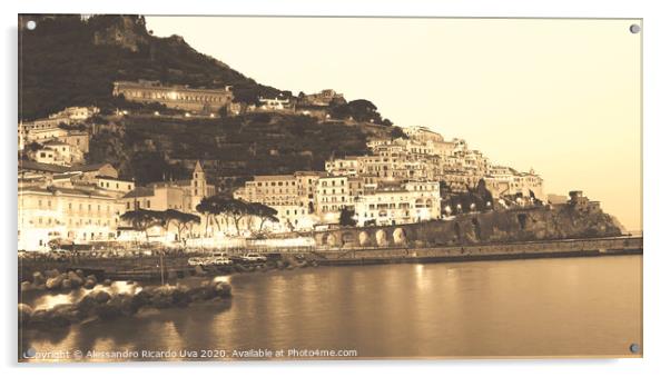 Amalfi in Black and white - Italy Acrylic by Alessandro Ricardo Uva