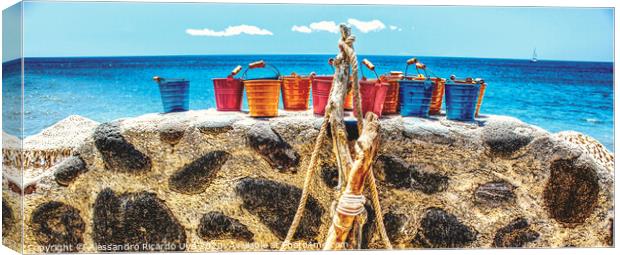 Small Buckets - Santorini Canvas Print by Alessandro Ricardo Uva