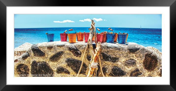 Small Buckets - Santorini Framed Mounted Print by Alessandro Ricardo Uva