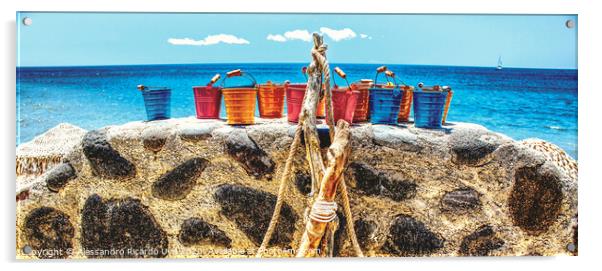 Small Buckets - Santorini Acrylic by Alessandro Ricardo Uva