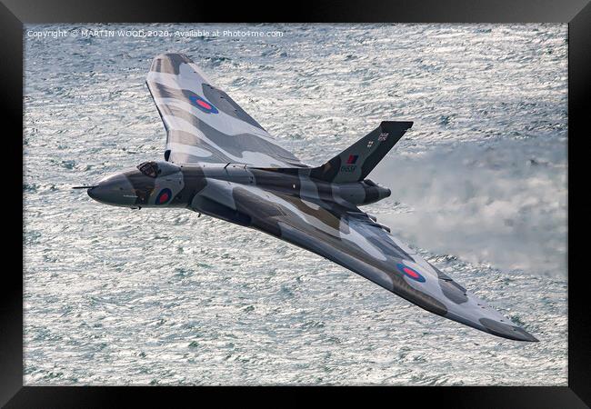 The Mighty Vulcan XH558 Framed Print by MARTIN WOOD