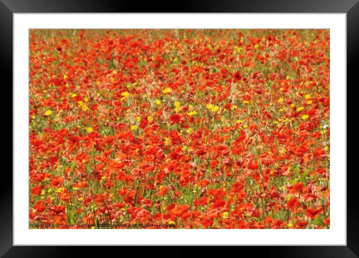 poppy Field Framed Mounted Print by Simon Johnson
