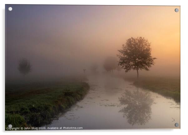 Misty morning near Giessenburg Acrylic by John Stuij