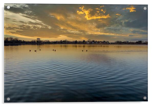 Sunset Lake view Acrylic by simon alun hark