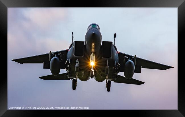 F-15 Eagle Landing Framed Print by MARTIN WOOD