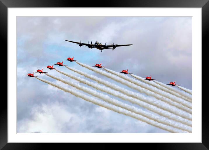 Lancaster and Red Arrows in formation Framed Mounted Print by David Stanforth