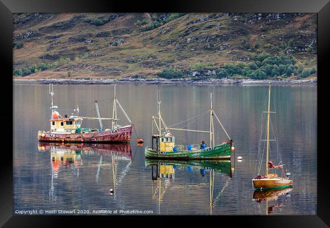 Three Boats on Loch Broom Framed Print by Heidi Stewart