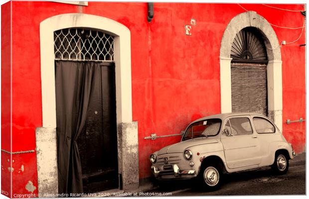 The Old Car - Amalfi Canvas Print by Alessandro Ricardo Uva