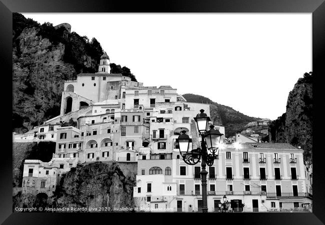 Amalfi in Black and white Framed Print by Alessandro Ricardo Uva