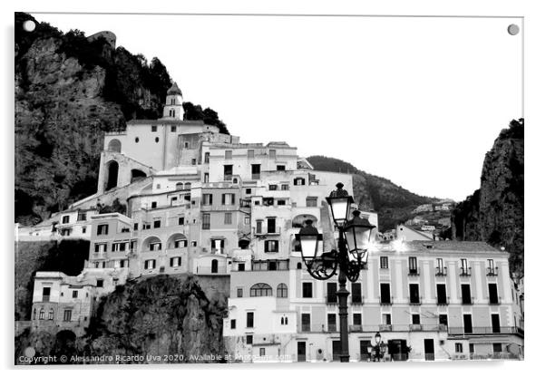 Amalfi in Black and white Acrylic by Alessandro Ricardo Uva