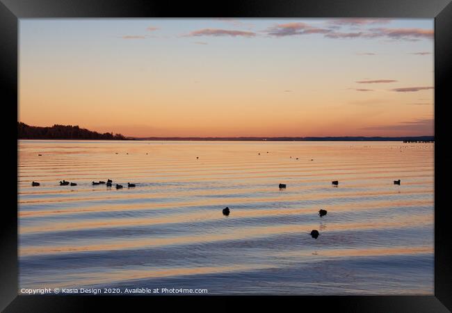 Sunset Reflections, Lake Chiem, Bavaria, Germany Framed Print by Kasia Design