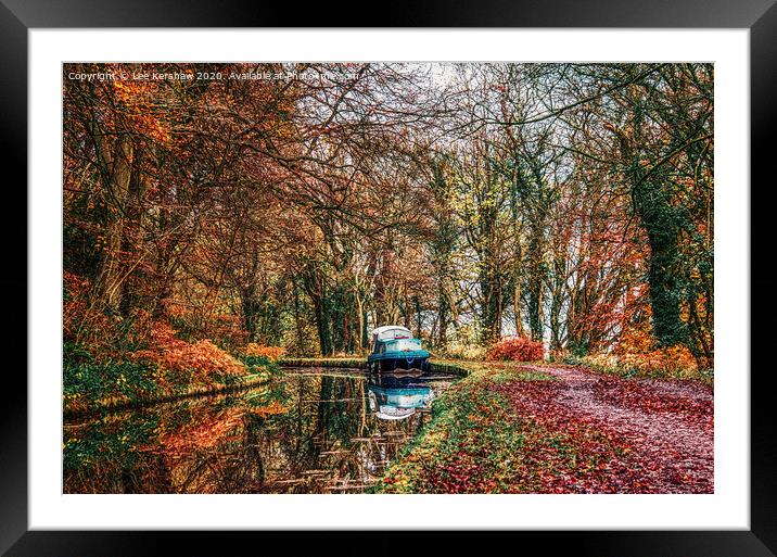 Autumn Canal Boat on the Brecon and Monmouthshire Canal Framed Mounted Print by Lee Kershaw