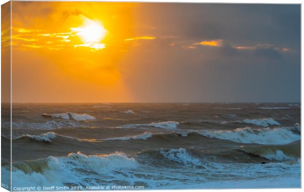 Cloudy sunset over sea Canvas Print by Geoff Smith