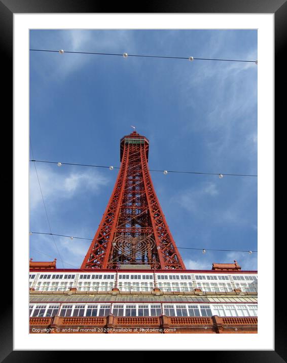  Blackpool Tower And Blue Day Sky Framed Mounted Print by andrew morrell