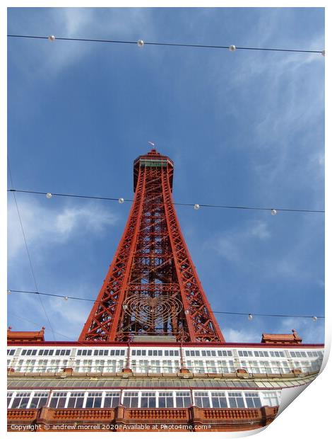  Blackpool Tower And Blue Day Sky Print by andrew morrell