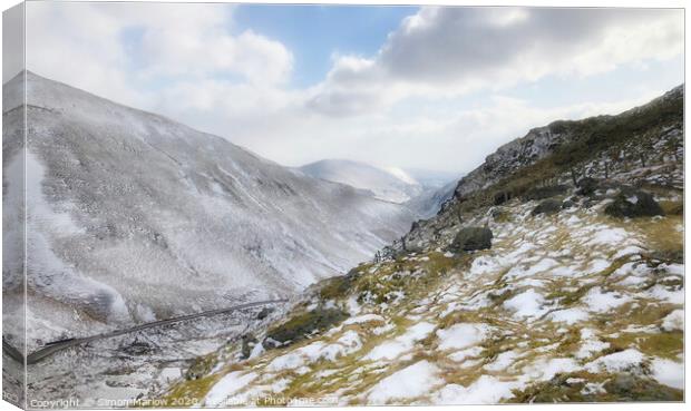 Winter in Snowdonia from Bwlch Canvas Print by Simon Marlow