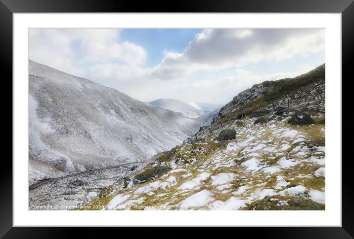 Winter in Snowdonia from Bwlch Framed Mounted Print by Simon Marlow