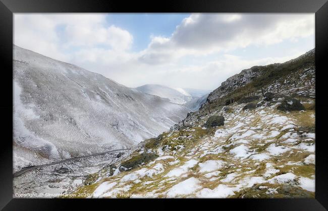 Winter in Snowdonia from Bwlch Framed Print by Simon Marlow