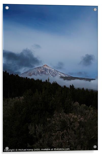 Pico de Teide at dawn. Acrylic by Michael Kemp
