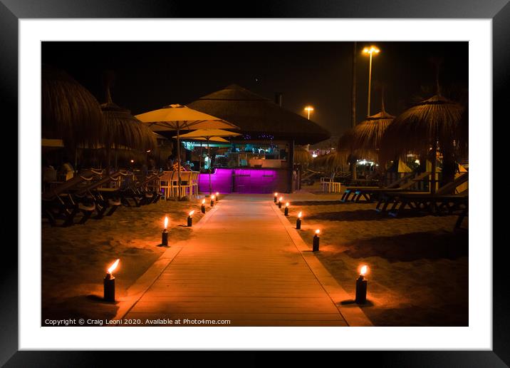 Candle light beach bar walk way in Adelje Tenerife Framed Mounted Print by Craig Leoni