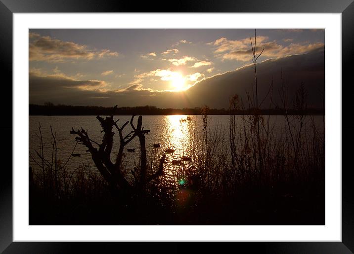Sunset over Pennington Flash Framed Mounted Print by mike radcliffe