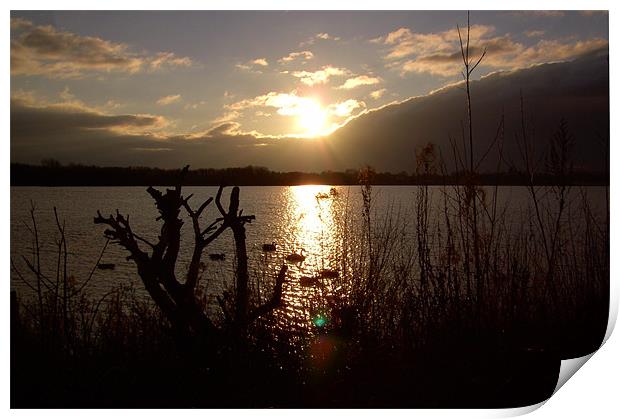 Sunset over Pennington Flash Print by mike radcliffe