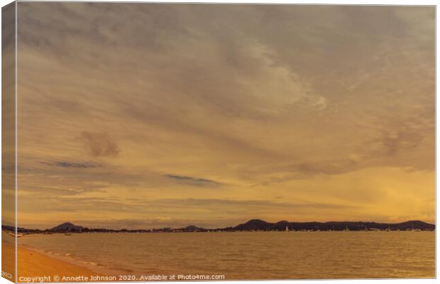 Warm Skies over chalong Bay Canvas Print by Annette Johnson
