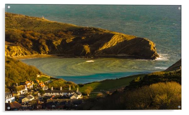Lulworth Cove from Hambury Tout - Dorset Acrylic by Paddy Art