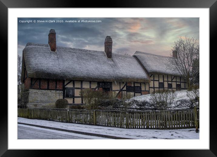 Anne Hathaway's Cottage in the Snow Framed Mounted Print by Steve H Clark
