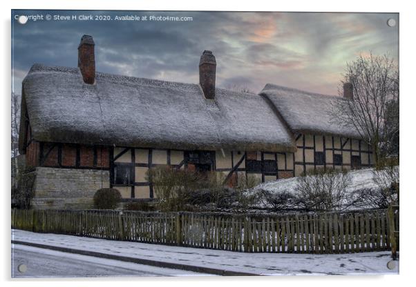 Anne Hathaway's Cottage in the Snow Acrylic by Steve H Clark