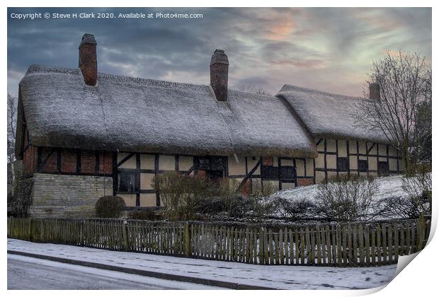 Anne Hathaway's Cottage in the Snow Print by Steve H Clark