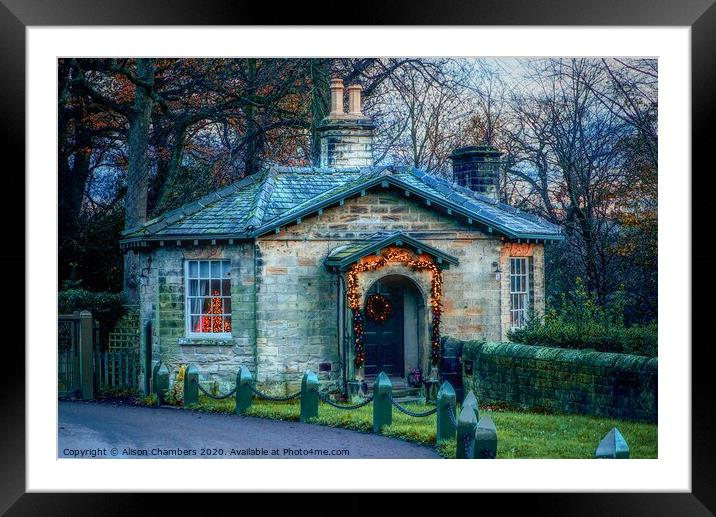A Country Cottage Christmas Wentworth  Framed Mounted Print by Alison Chambers