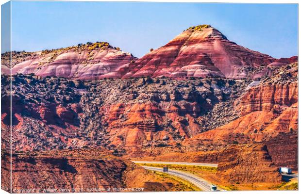 Red White Canyon Castle Valley Area I-70 Highway Utah Canvas Print by William Perry
