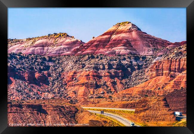 Red White Canyon Castle Valley Area I-70 Highway Utah Framed Print by William Perry