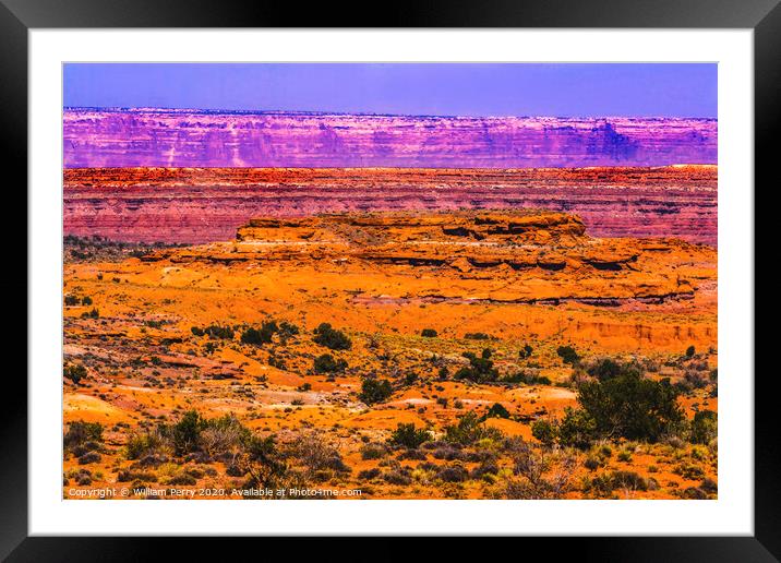 Colorful Canyon Cliff Mexican Hat Monument Valley Utah Framed Mounted Print by William Perry