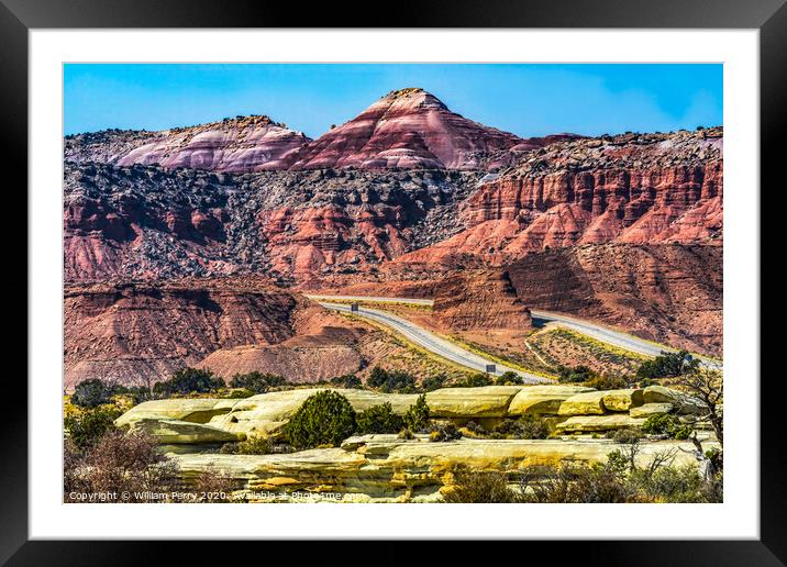 Red White Canyon Castle Valley Area I-70 Highway Utah Framed Mounted Print by William Perry