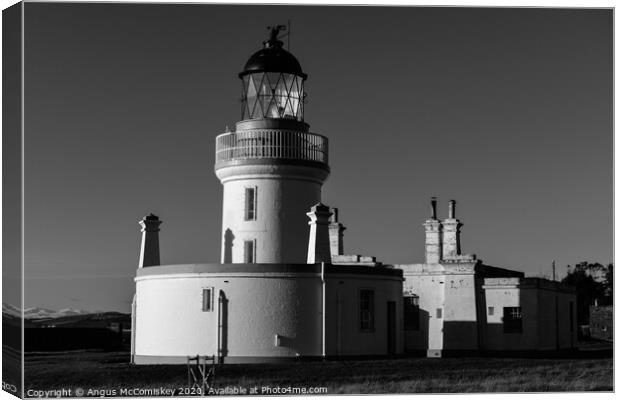 Chanonry Lighthouse mono Canvas Print by Angus McComiskey