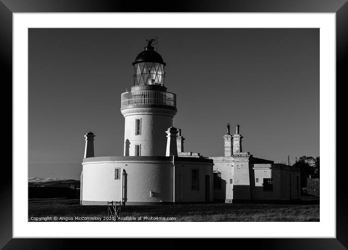 Chanonry Lighthouse mono Framed Mounted Print by Angus McComiskey