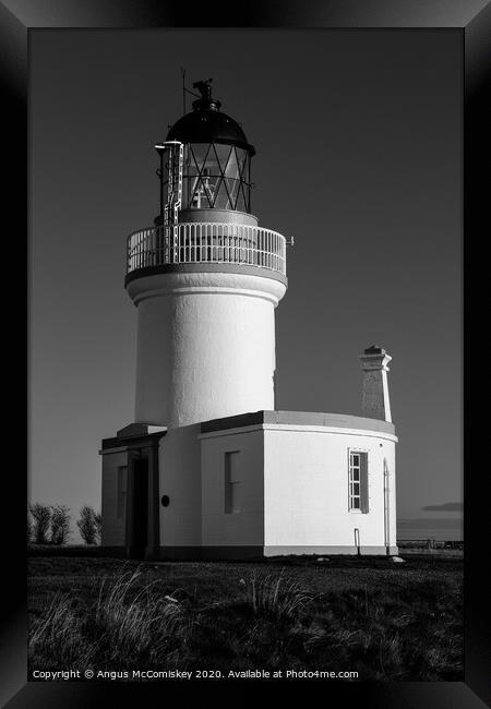 Chanonry Point Lighthouse mono Framed Print by Angus McComiskey