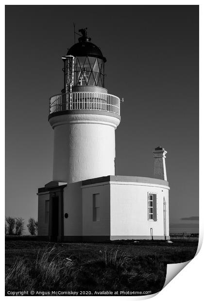 Chanonry Point Lighthouse mono Print by Angus McComiskey