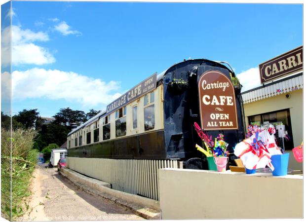 Railway carriage cafe at Exmouth in Devon. Canvas Print by john hill
