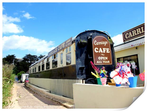 Railway carriage cafe at Exmouth in Devon. Print by john hill