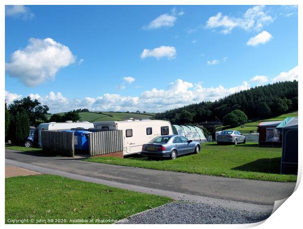 Country campsite at Cofton in Devon. Print by john hill