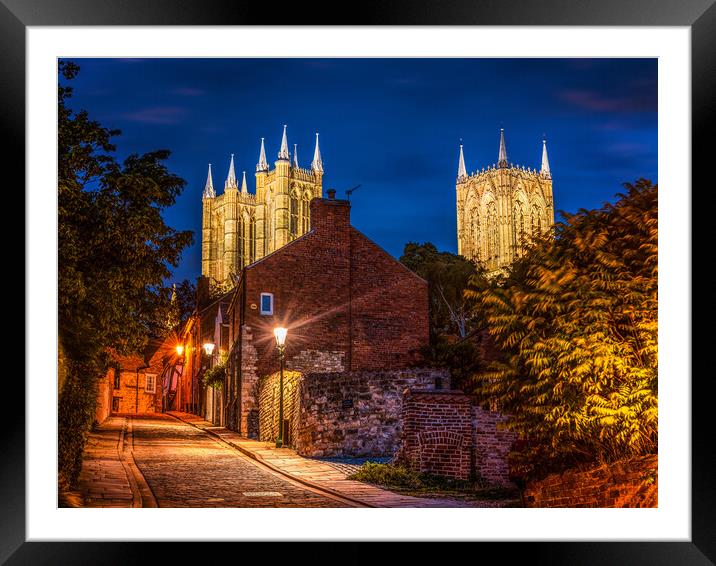Lincoln Cathedral at night  Framed Mounted Print by Andrew Scott