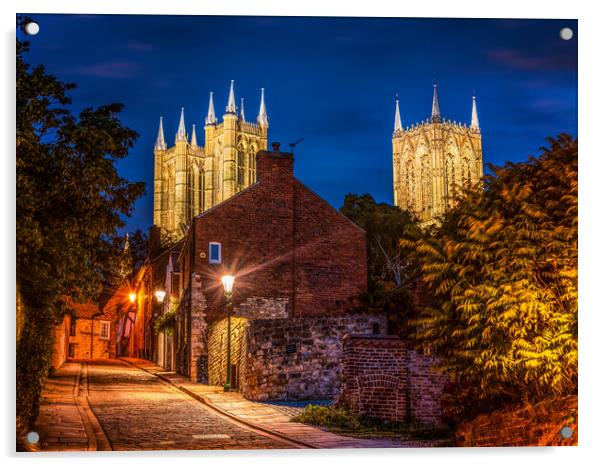 Lincoln Cathedral at night  Acrylic by Andrew Scott
