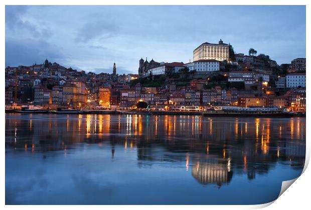 City of Porto Skyline at Dusk in Portugal Print by Artur Bogacki