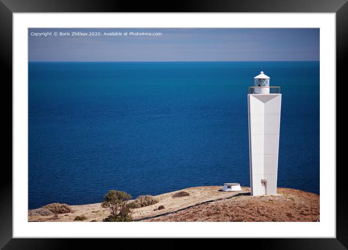 Cape Jervis Lighthouse. Framed Mounted Print by Boris Zhitkov