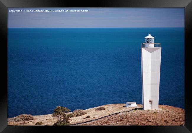 Cape Jervis Lighthouse. Framed Print by Boris Zhitkov