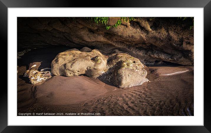 White frog stone sculpture by erosion 1 Framed Mounted Print by Hanif Setiawan