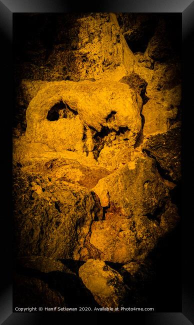 Animal skull sculpture by rock erosion 2 Framed Print by Hanif Setiawan